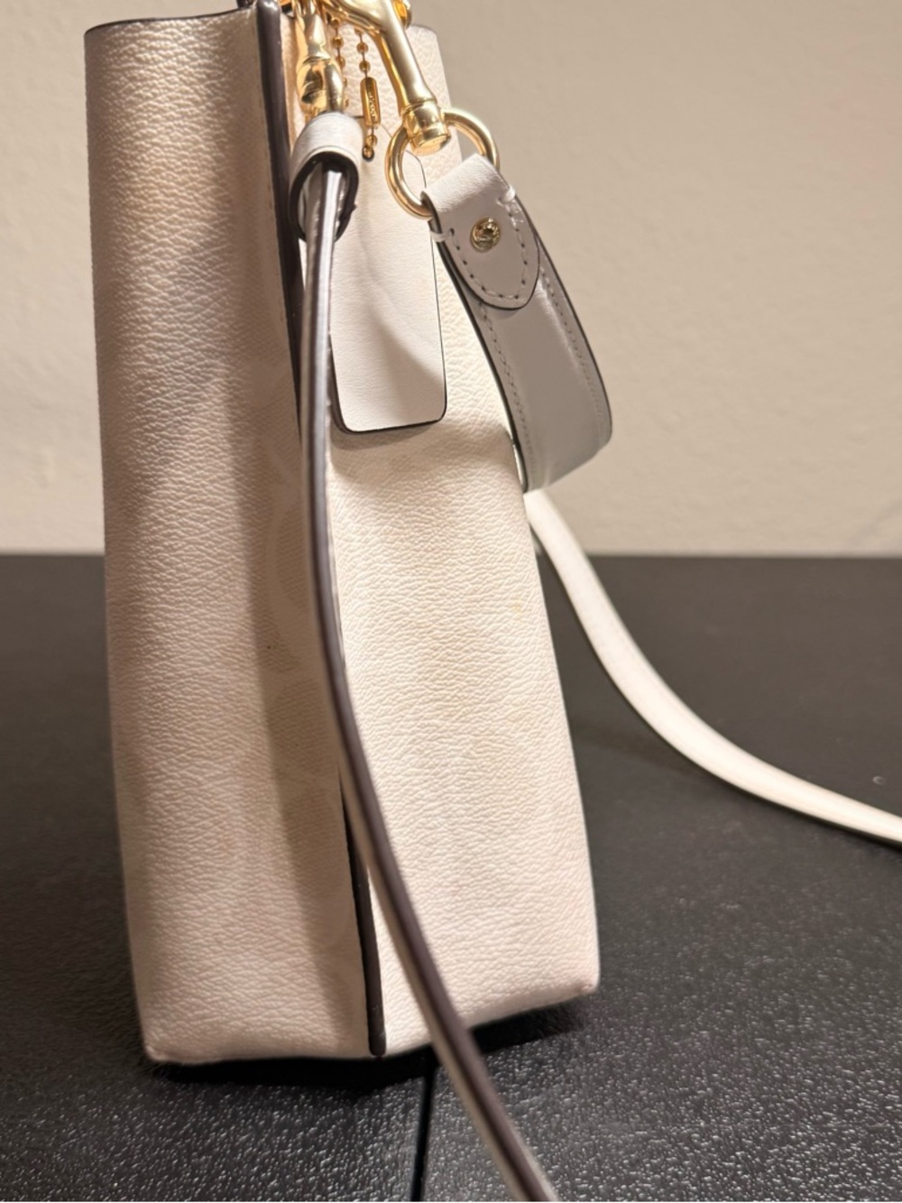 Coach Signature Pebble Leather Crossbody in White - Picture 4 of 6
